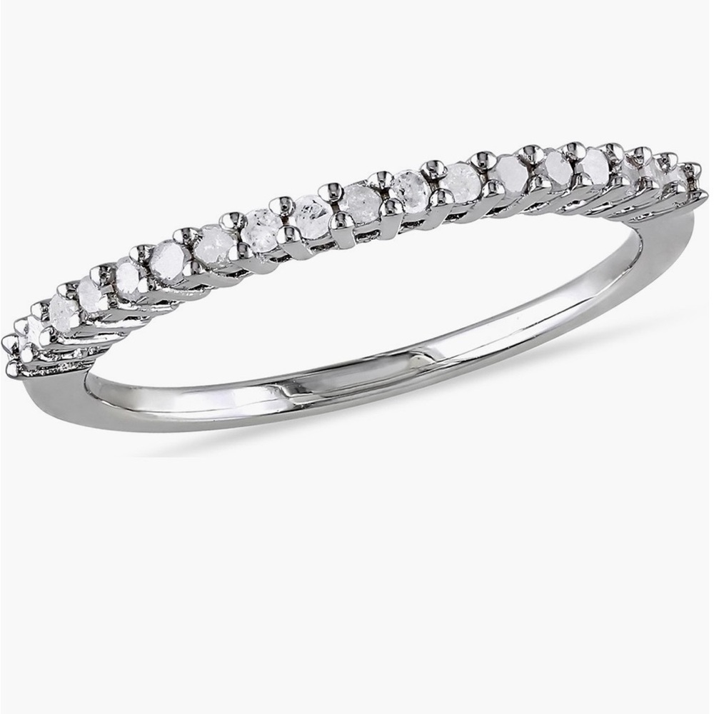 White Gold and Diamond Stackable Bar Ring